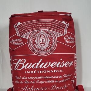 Budweiser Red Cooler Backpack with White Logo Print